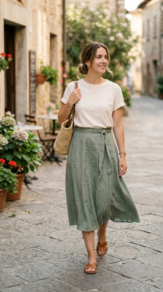 Basic Tee with Midi Skirt