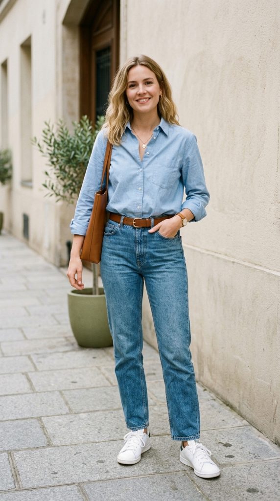 Button-Down Shirt with Denim
