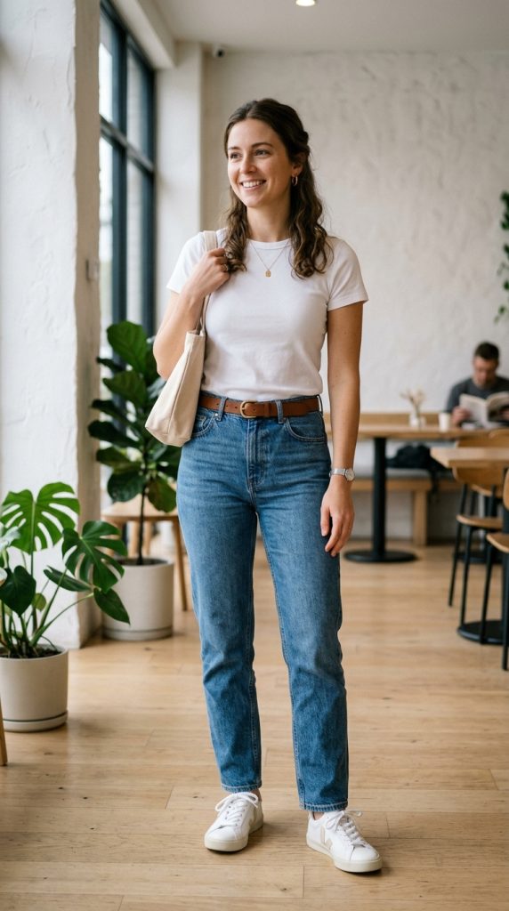 Classic Tee with Straight-Leg Jeans