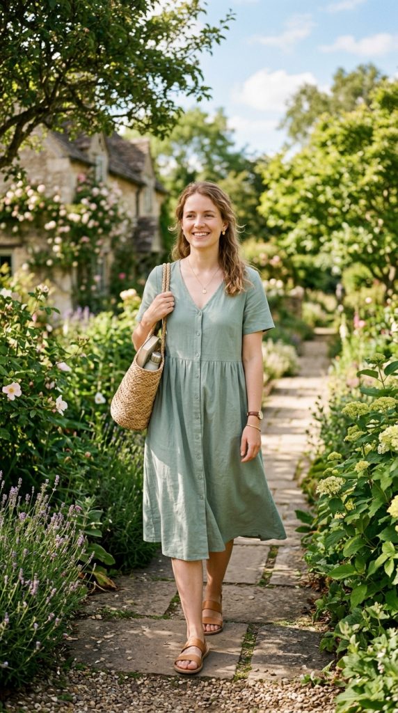 Cotton Dress with Minimal Accessories