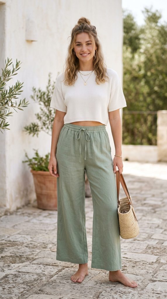 Crop Top with Loose Pants