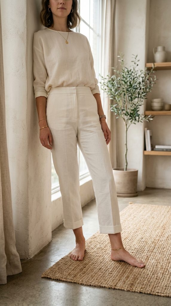 Cropped Look With Folded Hems