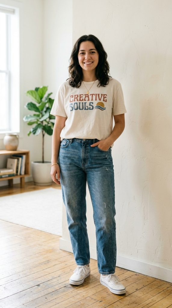 Graphic Tee with Relaxed Jeans