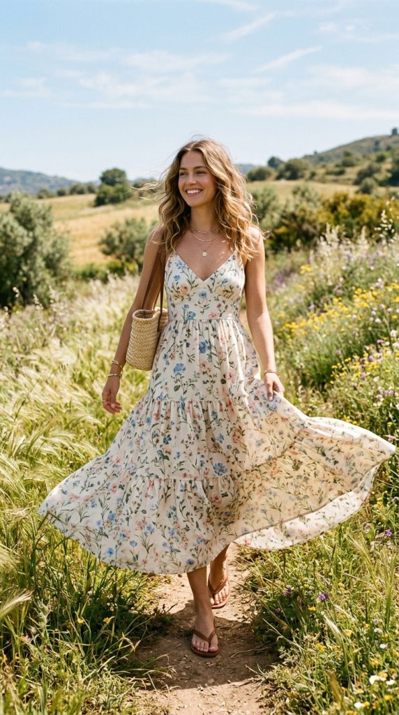 Maxi Dress with Flowy Fabric