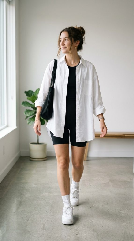 Oversized Shirt with Biker Shorts