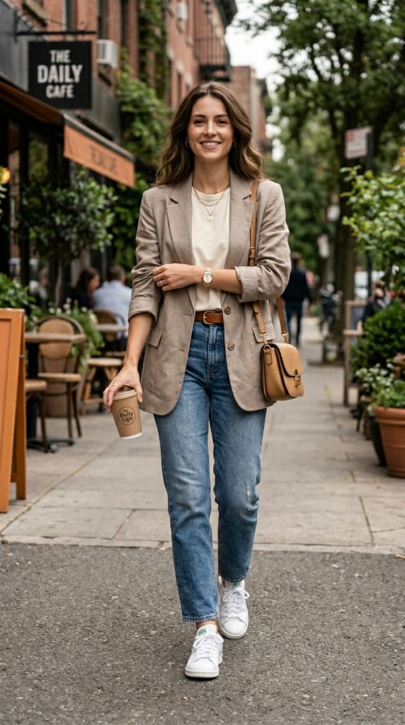 Rolled Blazer Sleeves Over Basics