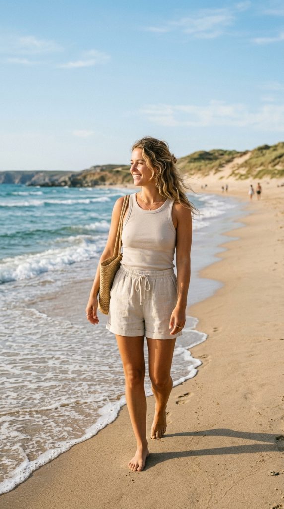 Tank Top with Linen Shorts