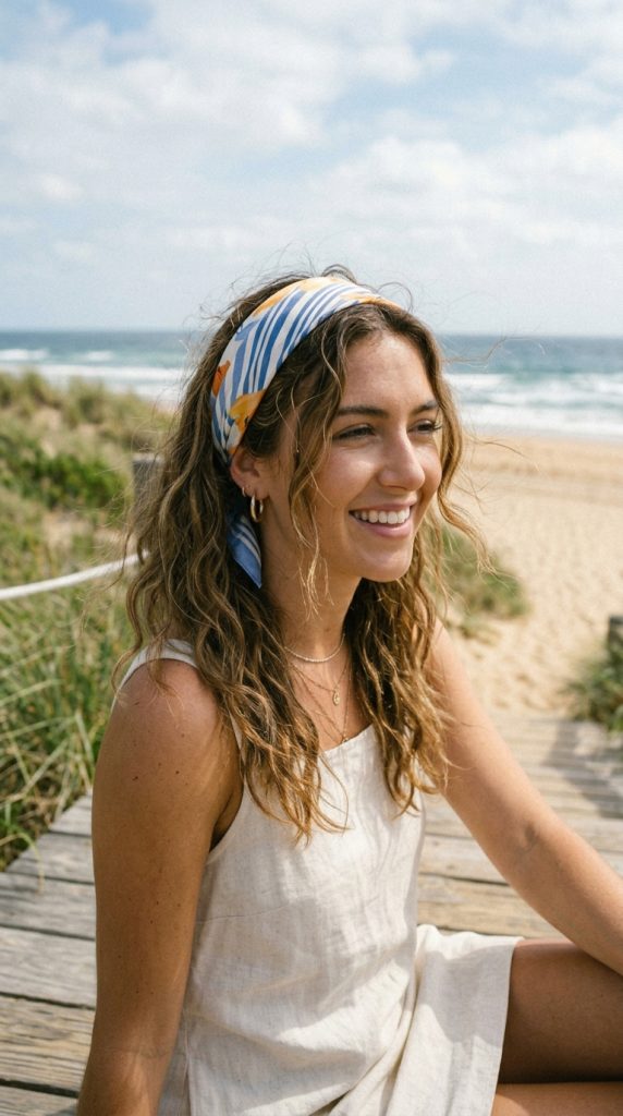 Beach Waves With Head Scarf