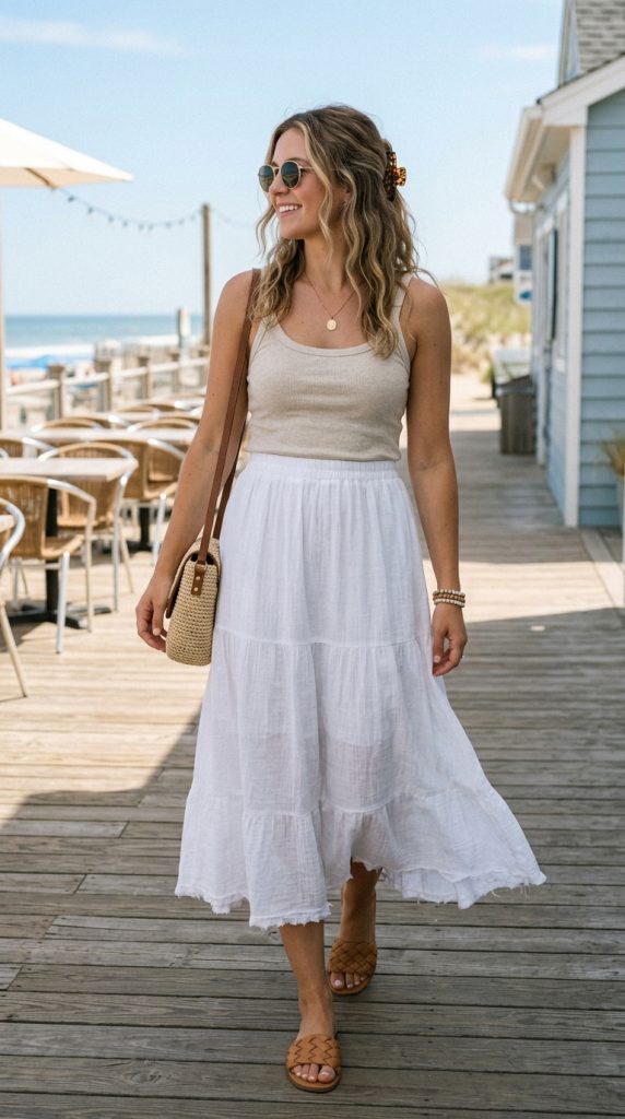 Beige Tank With White Skirt