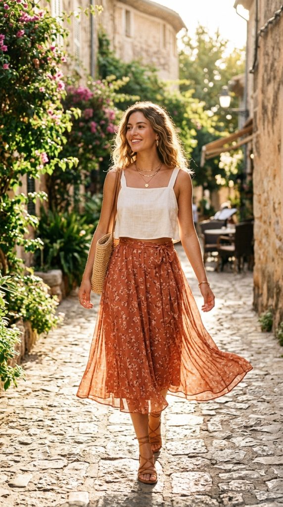  Crop Top + High-Waist Skirt