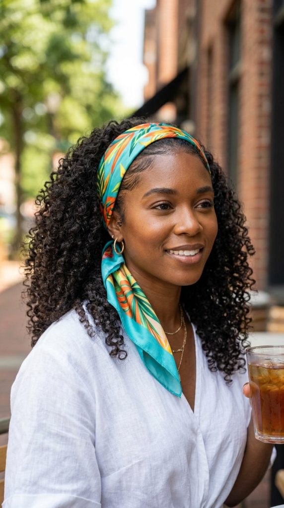  Curly Hair With Satin Scarf