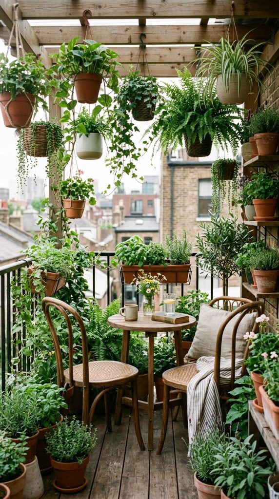 Green Plant-Filled Balcony