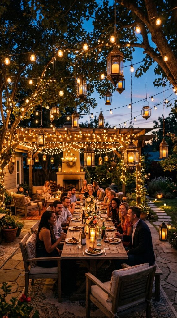 Hang Lanterns with Bistro Lights