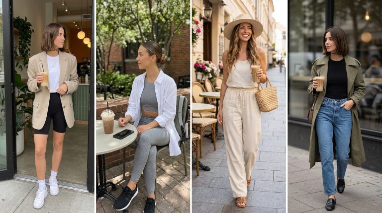 Get inspired with these 15 iced coffee girl outfit ideas perfect for café dates, casual days, city walks, and trendy Pinterest aesthetics. ☕🤎 From oversized blazers and neutral lounge sets to wide-leg pants, biker shorts, and cozy cardigans, these outfits combine comfort and effortless style for the ultimate coffee-girl vibe. Perfect for summer fashion, everyday outfits, and minimalist street style lovers. Save these cute outfit ideas for your next iced coffee run