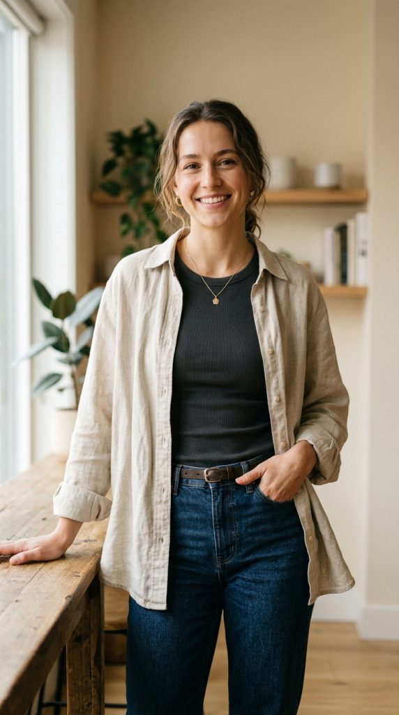 Layered Shirt and Tank Combo