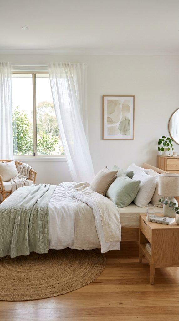 Light-Colored Curtains & Bedding