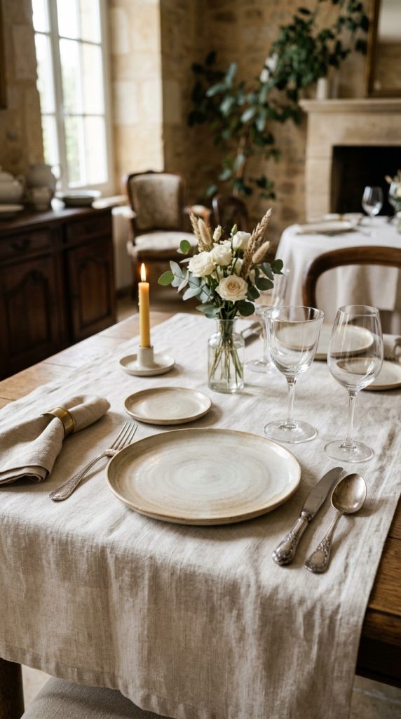 Neutral Linen Table Styling
