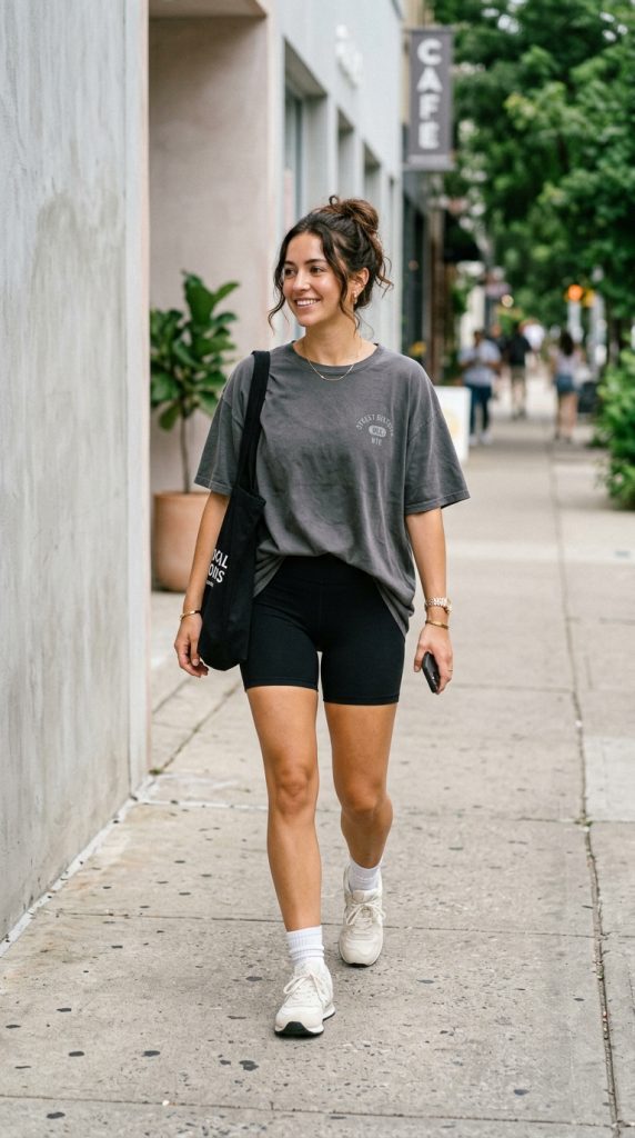 Oversized T-Shirt + Biker Shorts