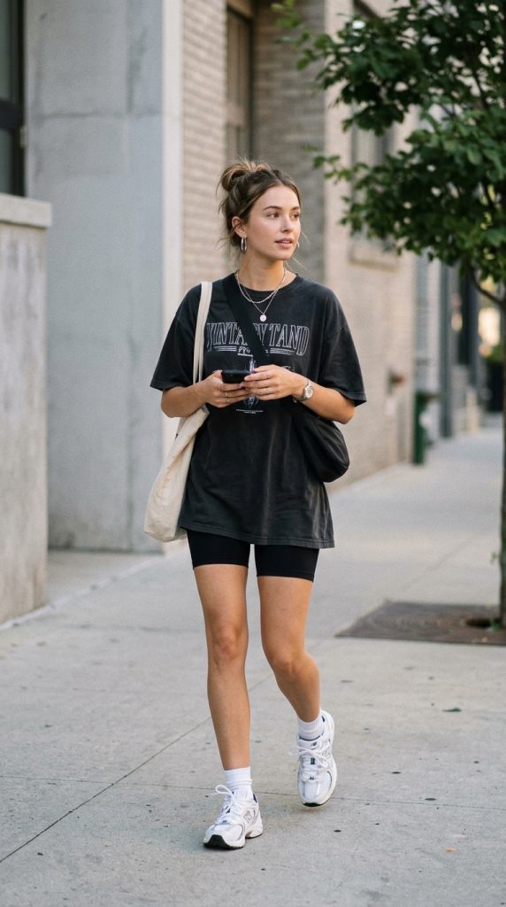 Oversized T-Shirt + Biker Shorts