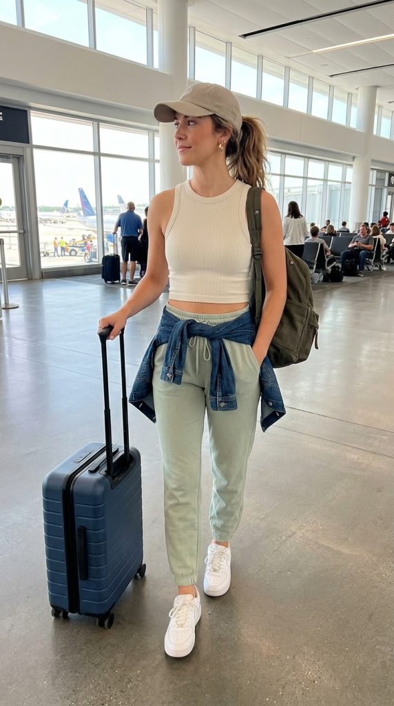 Ribbed Crop Top with Loose Joggers