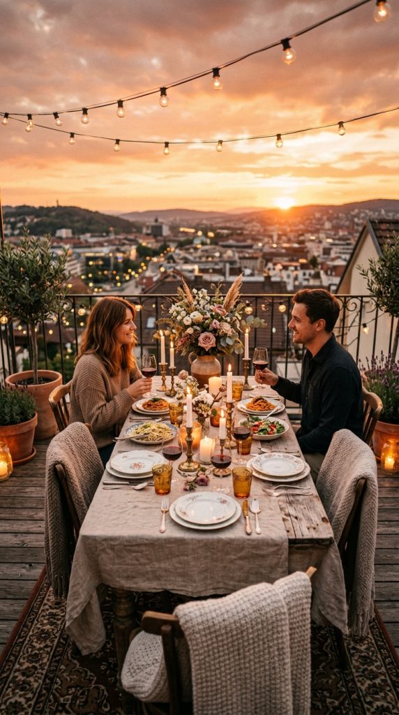 Romantic Sunset Dinner Setup