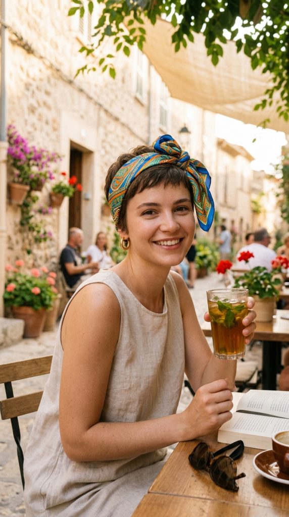 Short Hair With Scarf Headband