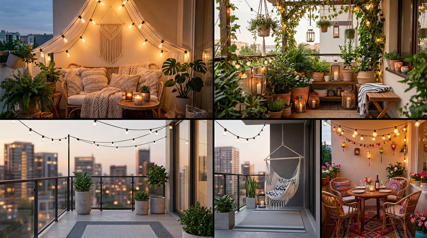 Summer Balcony Ideas With Bistro Lighting