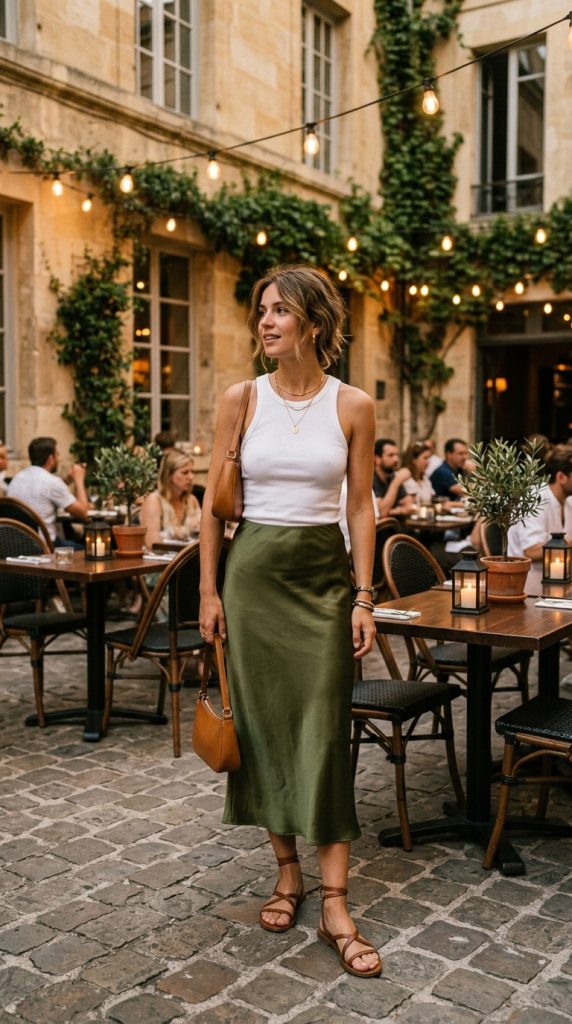  Tank Top + Satin Skirt
