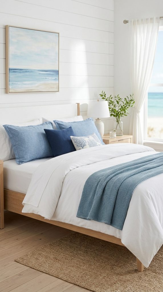 White and Blue Bedding