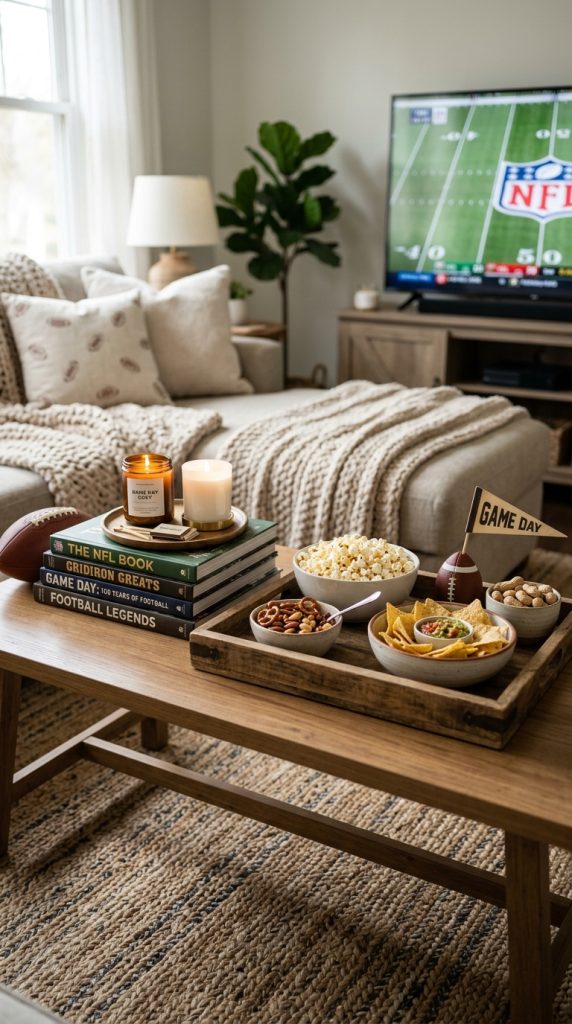 Add a Football-Inspired Coffee Table Display
