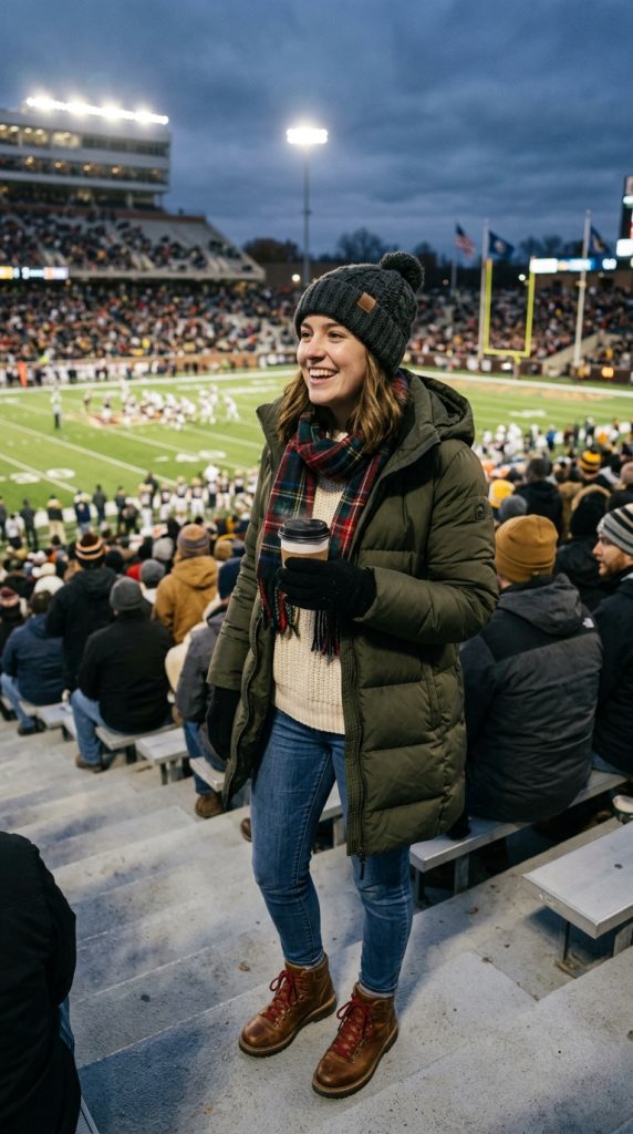Beanie, Jacket, and Boots