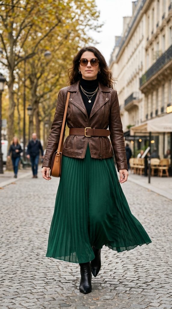 Belted Leather Jacket Look