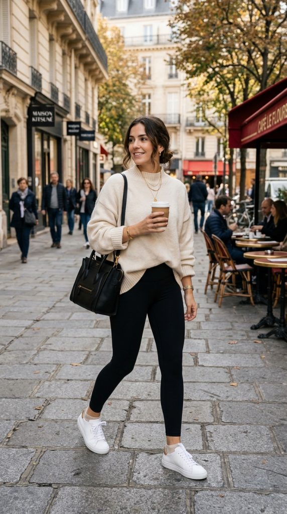 Black Leggings and Oversized Sweater