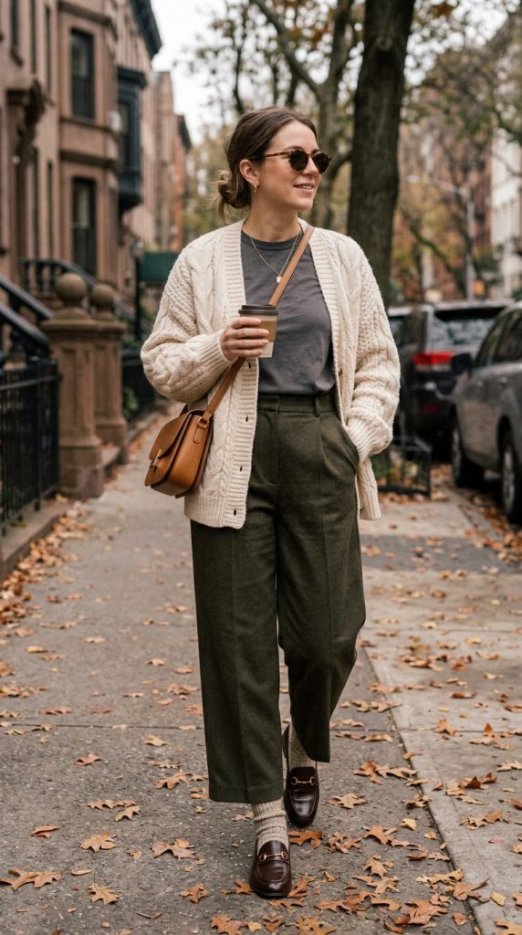 Cardigan and Wide-Leg Pants