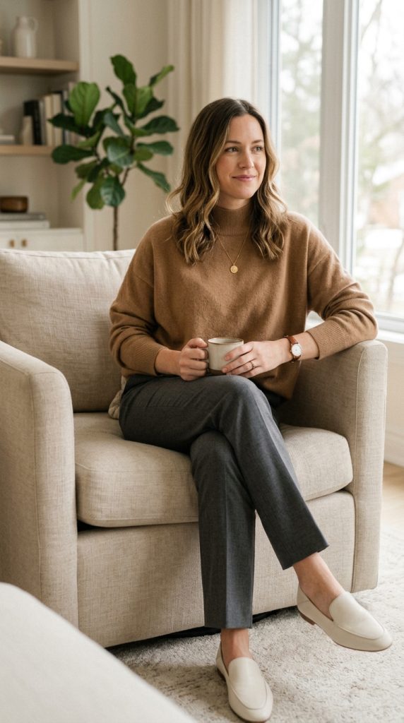 Cashmere Sweater and Straight-Leg Pants