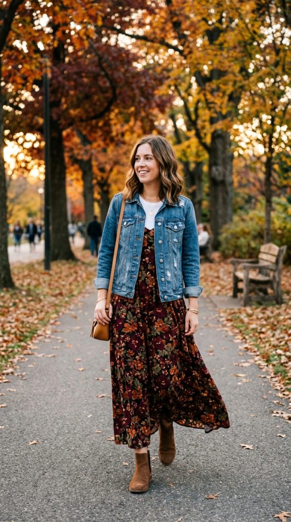 Denim Jacket and Maxi Dress