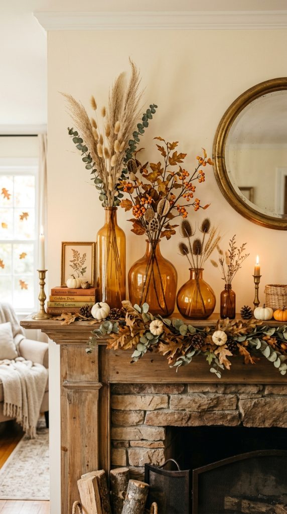Display Amber Glass Vases