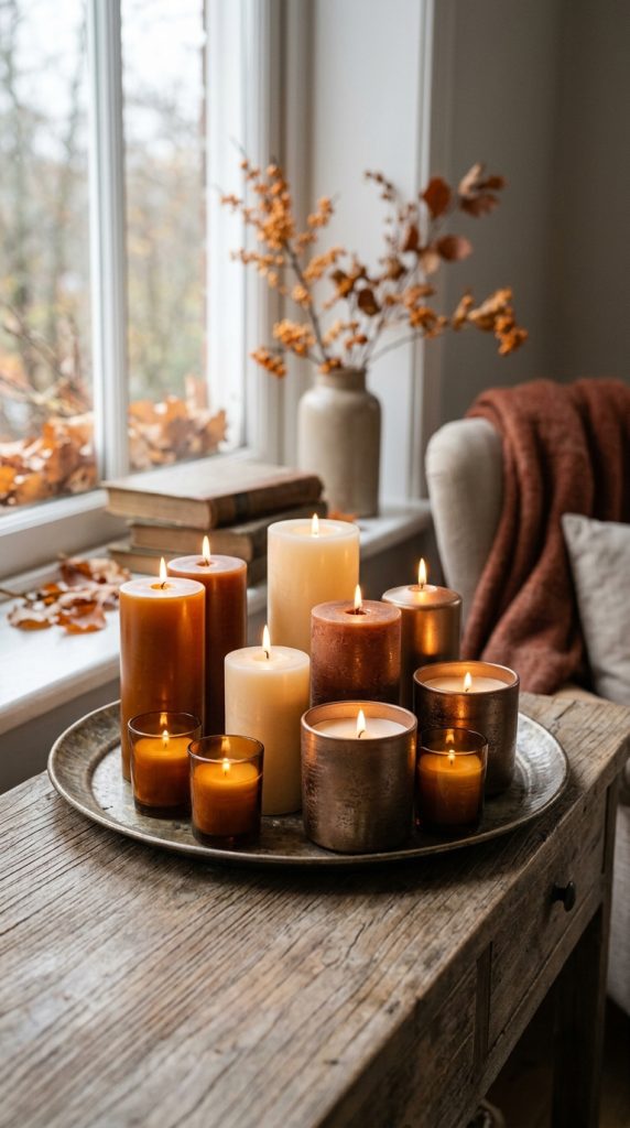 Display Candles in Warm Colors