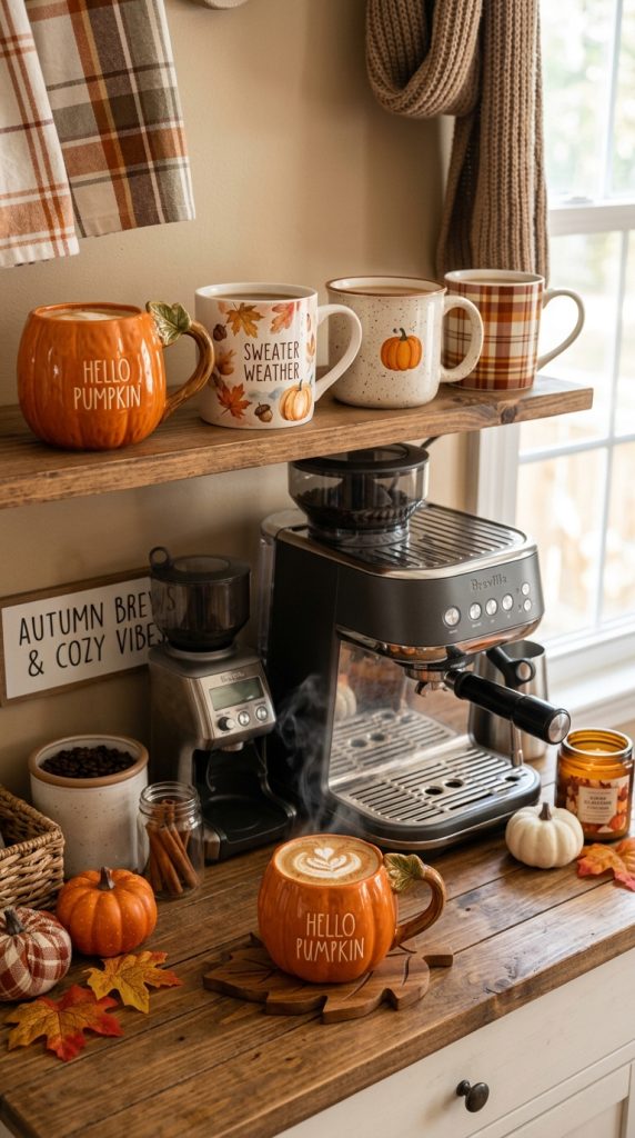 Display Pumpkin-Themed Mugs