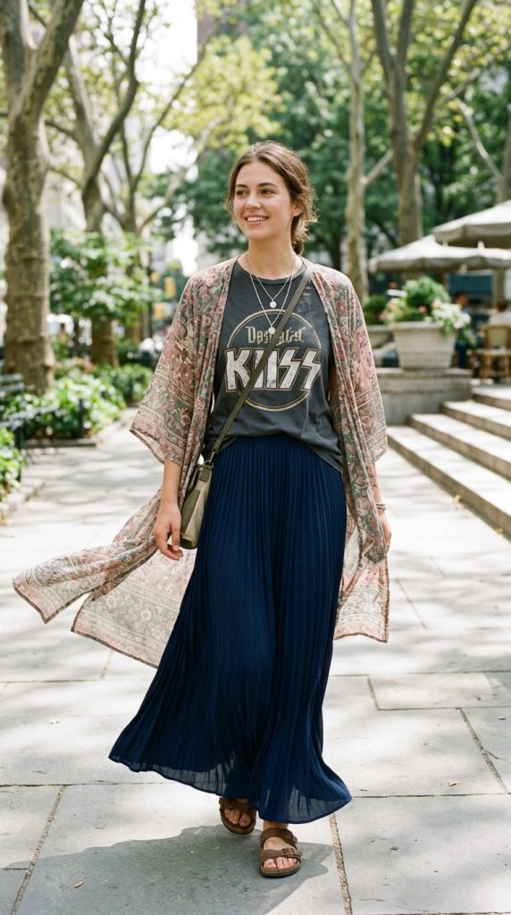 Kimono Layer and Graphic Tee