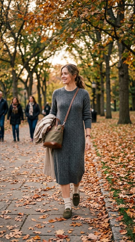 Knit Dress and Loafers