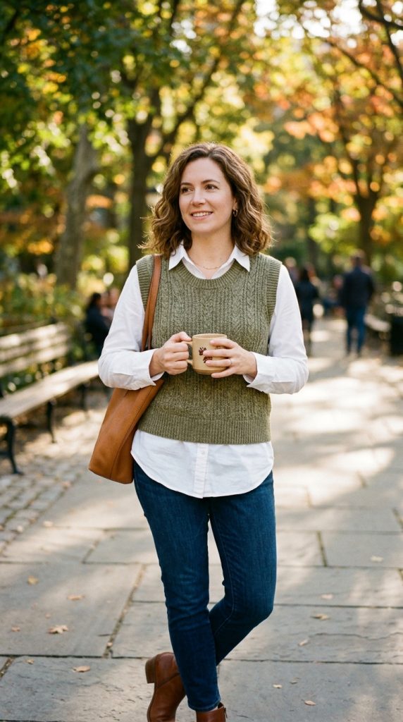 Knit Vest and White Shirt