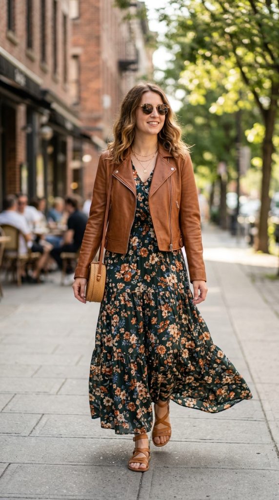 Lightweight Moto Jacket and Maxi Dress