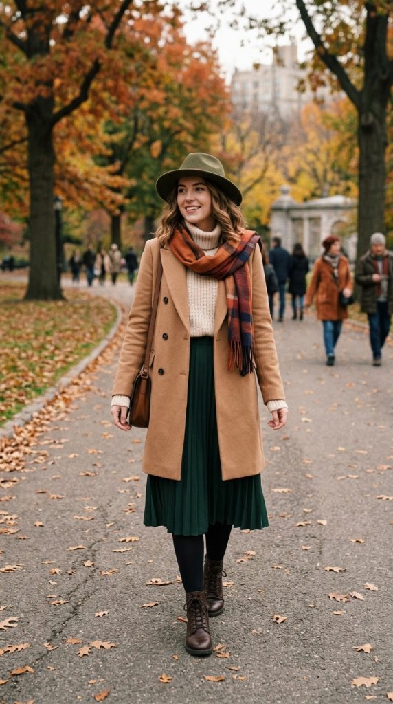  Lightweight Sweater and Pleated Skirt