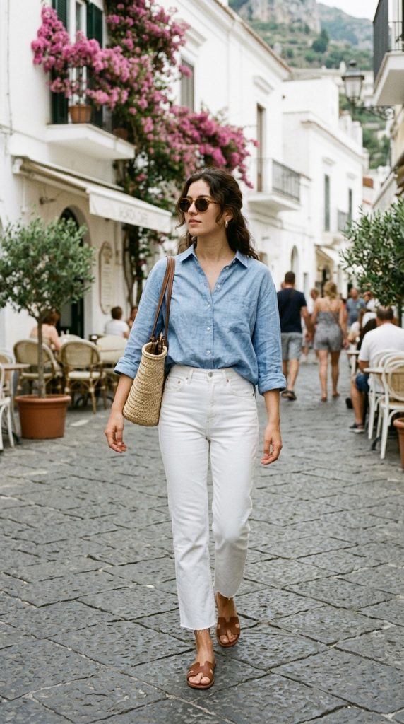 Linen Shirt and White Denim