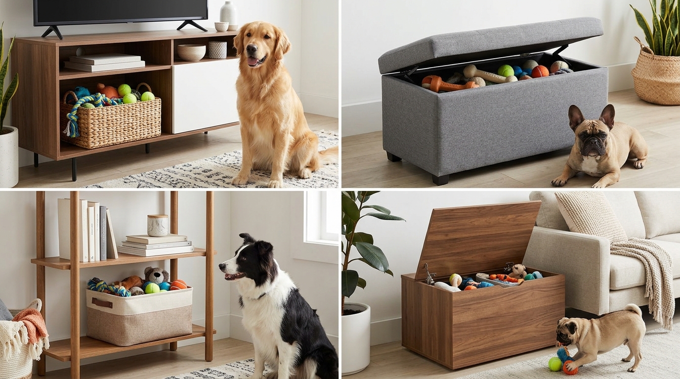 Living Room Ideas for Dog Toy Clutter