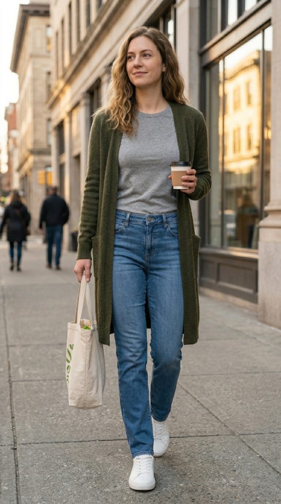 Long Cardigan and Basic Tee