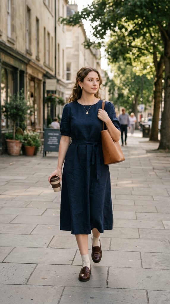 Midi Dress and Classic Loafers