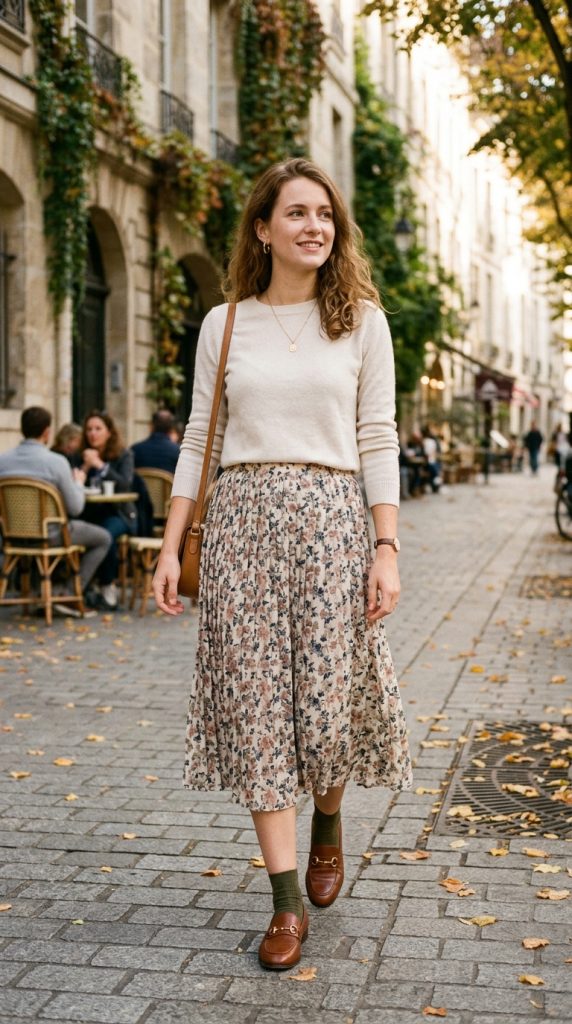 Midi Skirt and Lightweight Sweater