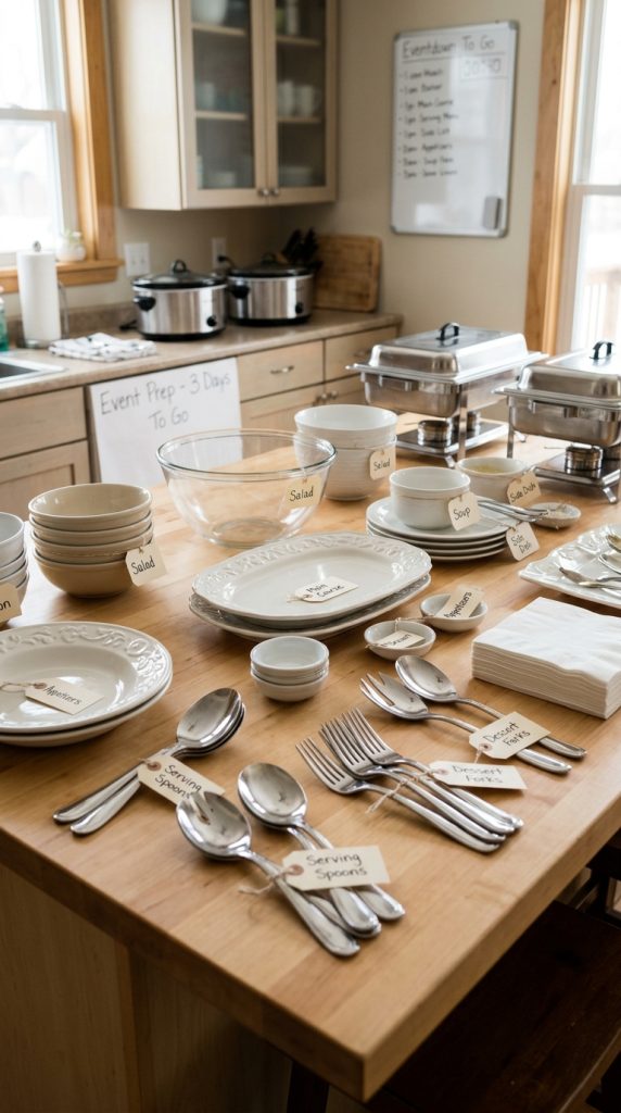 Organize Serving Dishes Ahead of Time